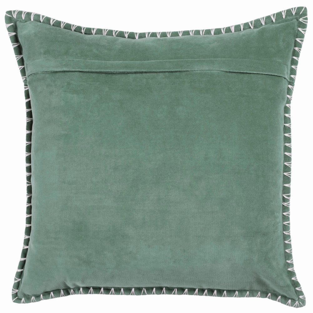 Stitch Embroidered Feather Cushion Seafoam