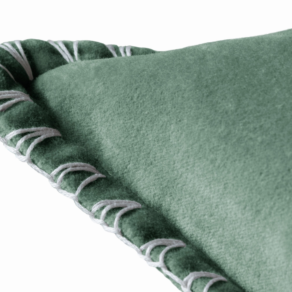 Stitch Embroidered Feather Cushion Seafoam