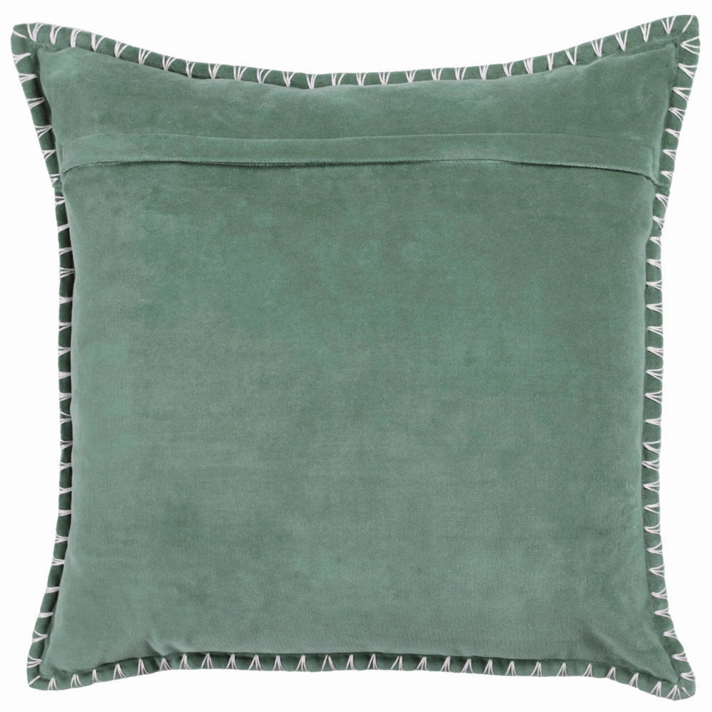 Stitch Embroidered Feather Cushion Seafoam
