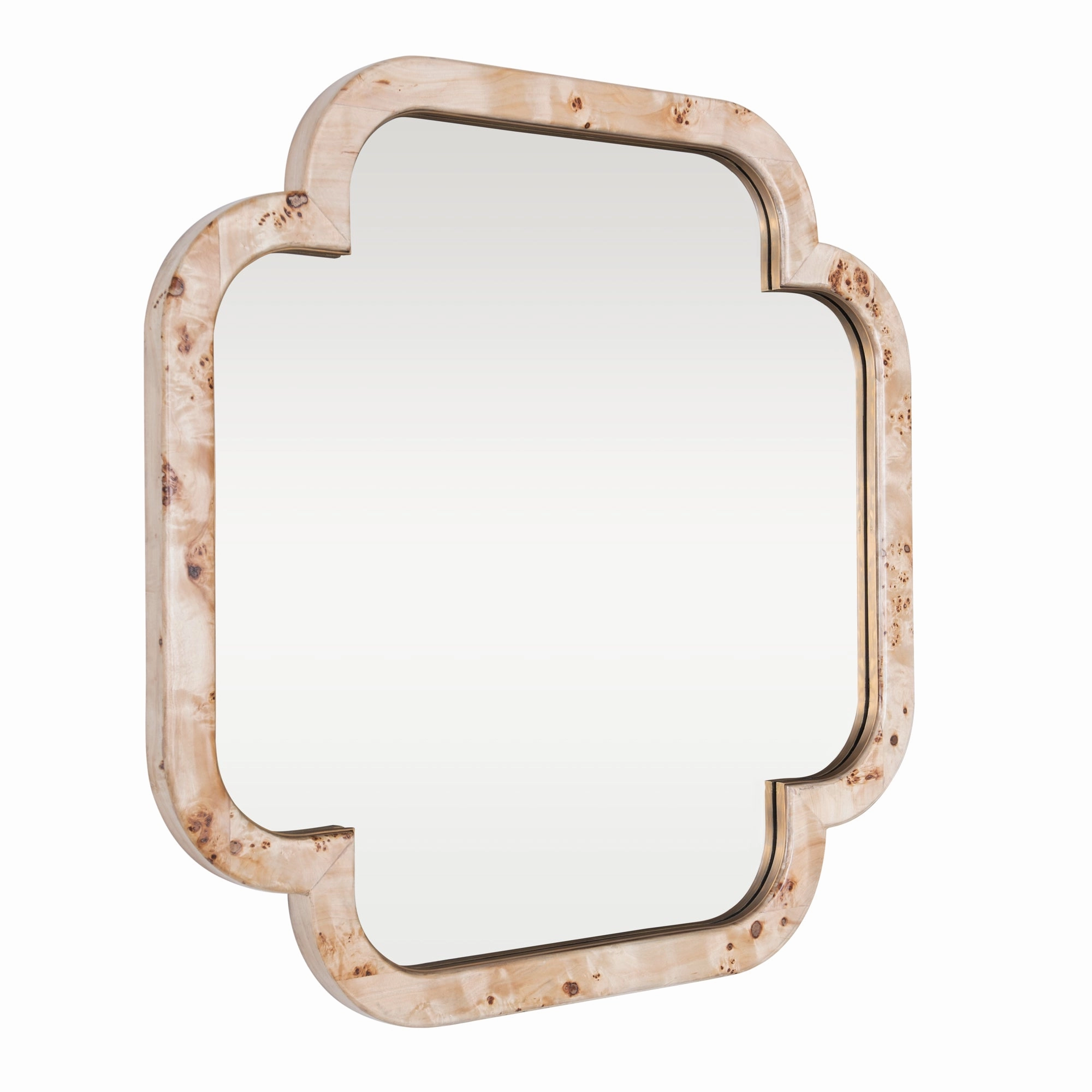Swiss 455MI36B 36x36 Wall Mirror - Poplar Burl/Weathered Brass