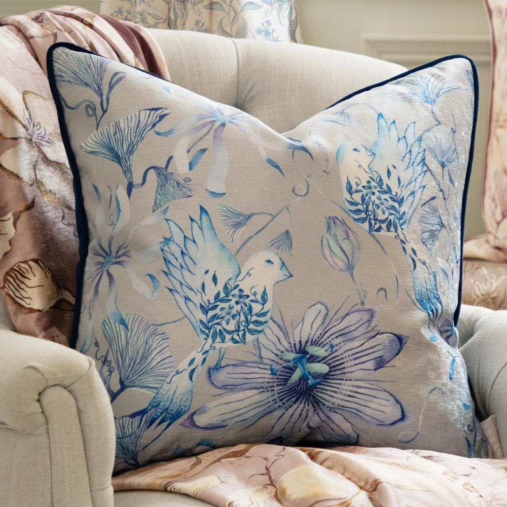 Sybil Printed Piped Cushion Bluebedding sets ,throw blankets 
