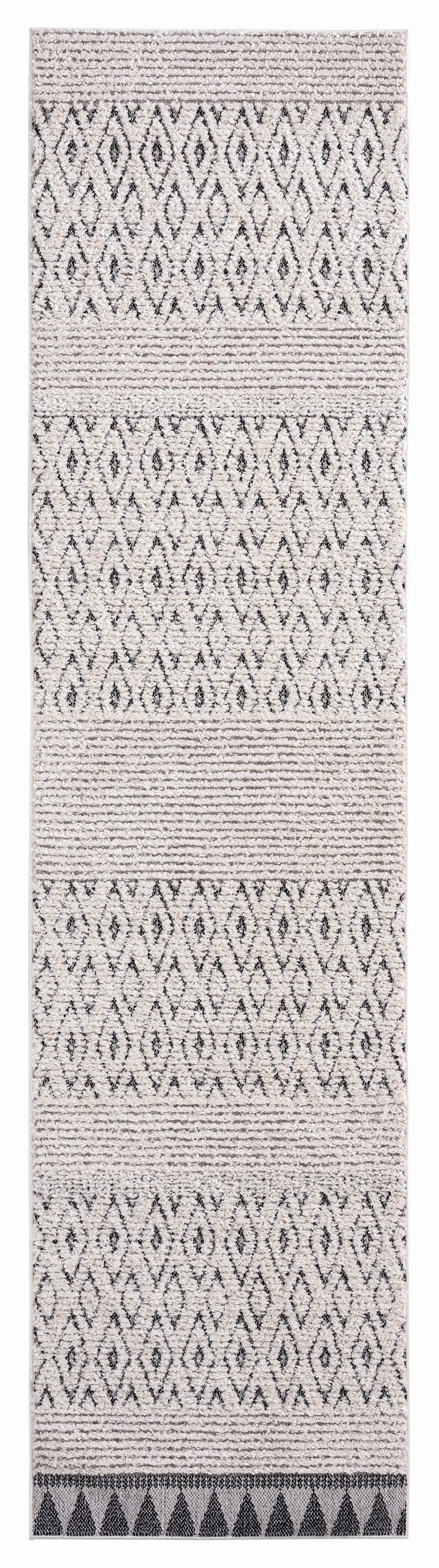 Talia Ivory Black Tribal Textured Runner Rug *NO RETURNS UNLESS FAULTYmodern color block patchwork rug