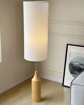 Tall Fabric Shade with Wooden Base Floor Lampmodern wall lamp,smart wall lamp
