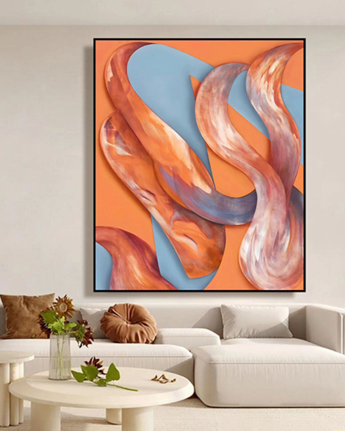 Tangerine Flow 3D Abstract Oil Paintingnordic style wall decor