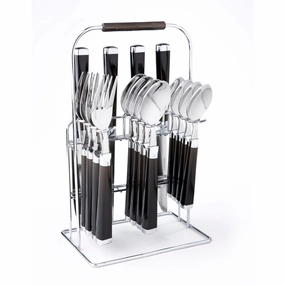 Temptation Black Charcoal Handle 16 Piece Flatware Seteco-friendly bamboo fiber tableware set 