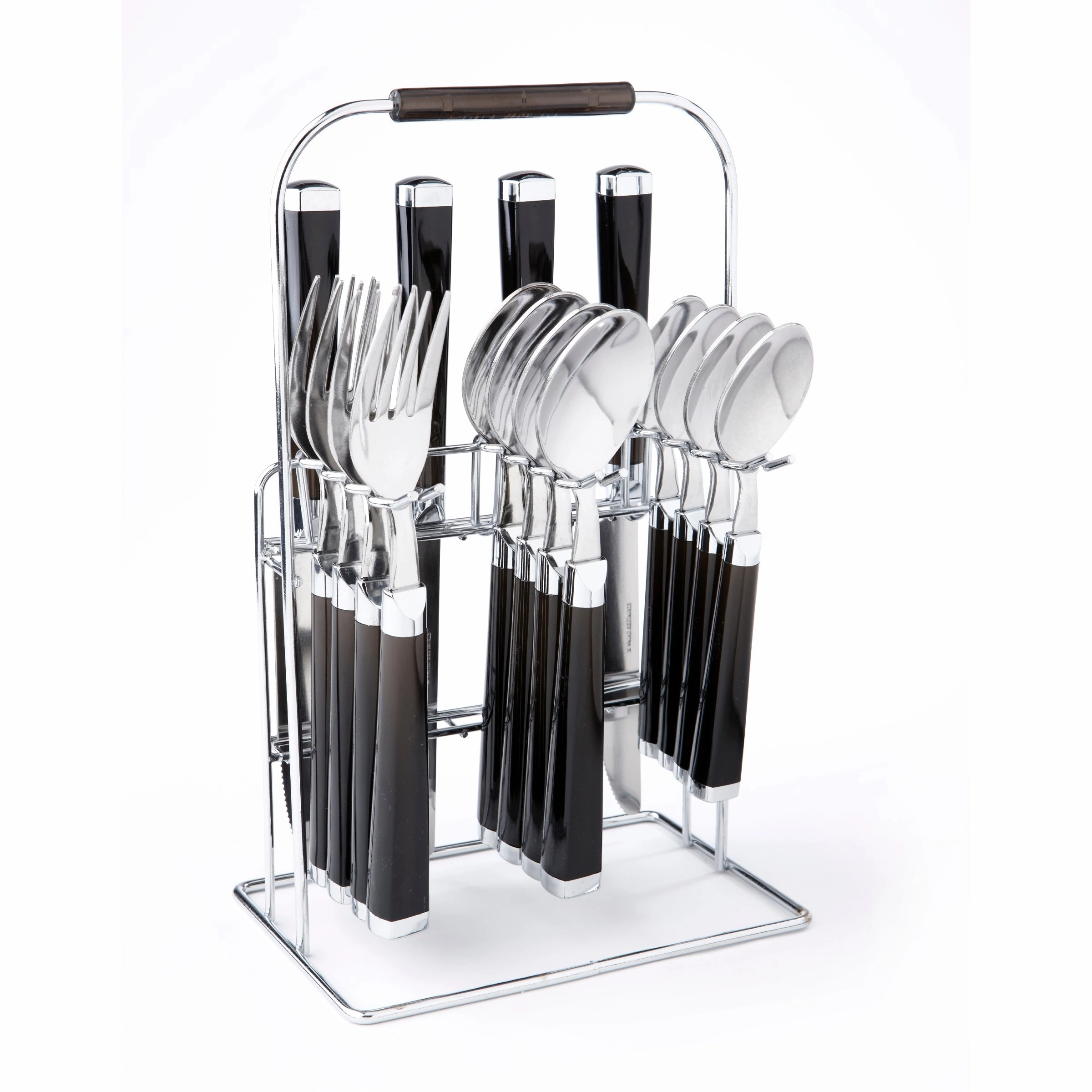 Temptation Black Charcoal Handle 16 Piece Flatware Seteco-friendly bamboo fiber tableware set 