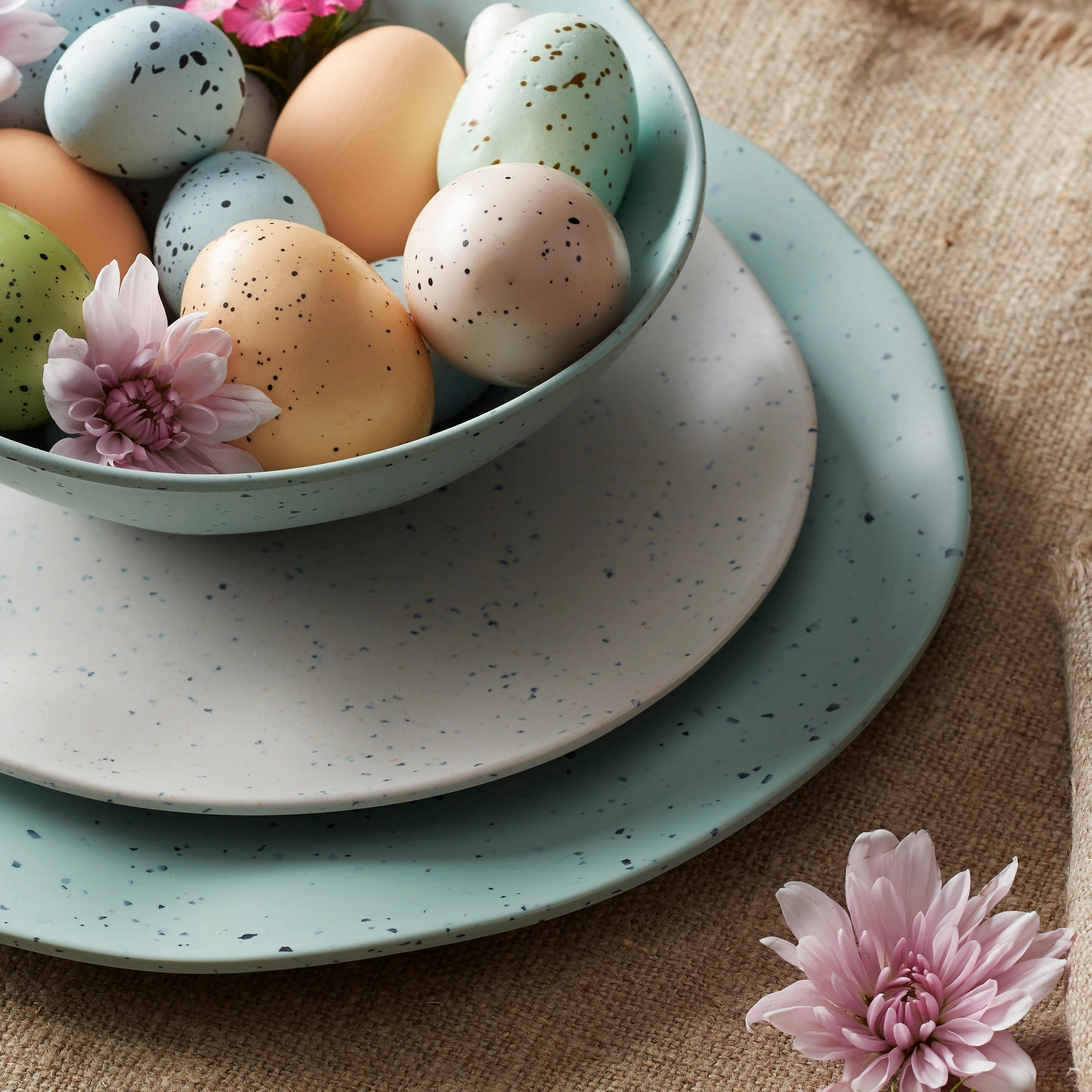 Terrazzo Melamine Cream 12-Piece Dinnerware Set