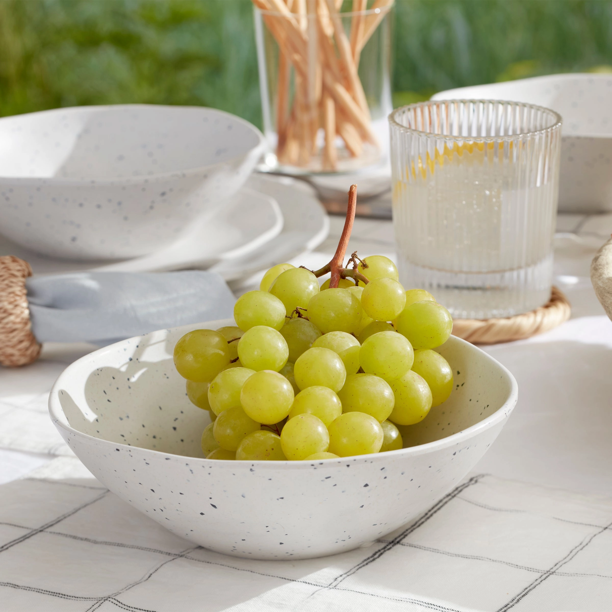 Terrazzo Melamine Cream 12-Piece Dinnerware Set