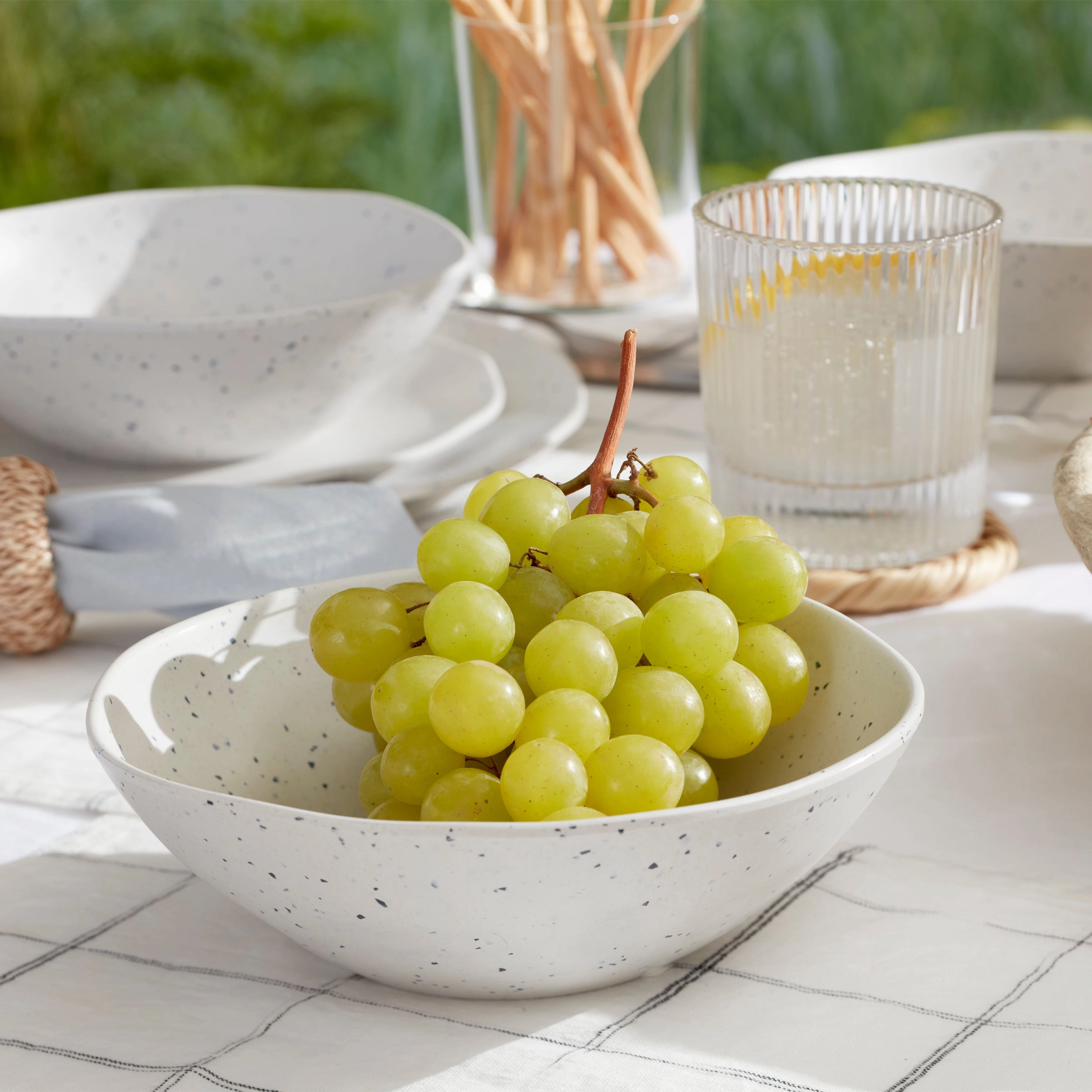 Terrazzo Melamine Cream 12-Piece Dinnerware Set