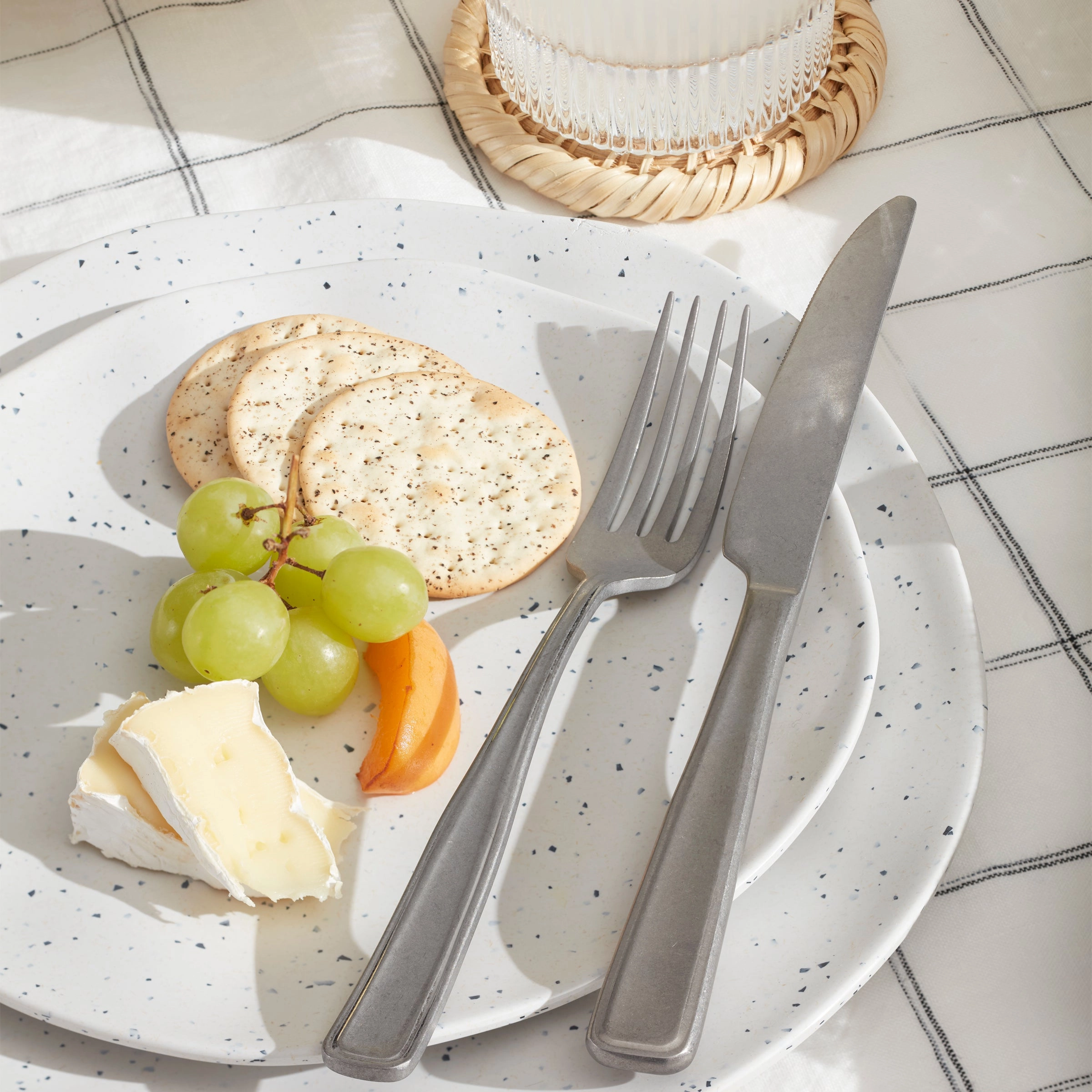 Terrazzo Melamine Cream 12-Piece Dinnerware Set