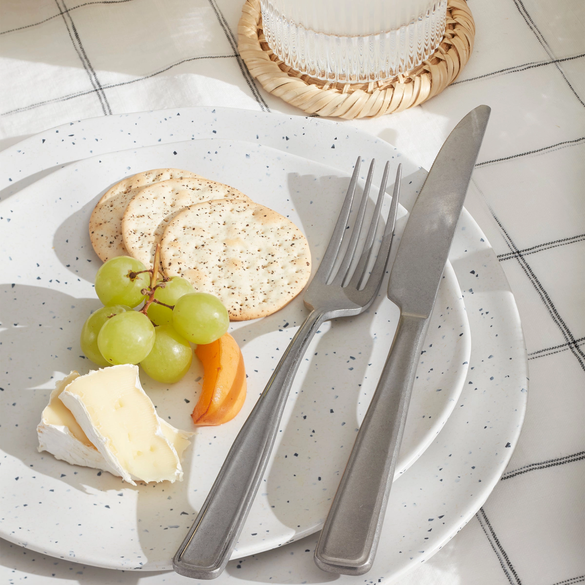 Terrazzo Melamine Cream 12-Piece Dinnerware Set