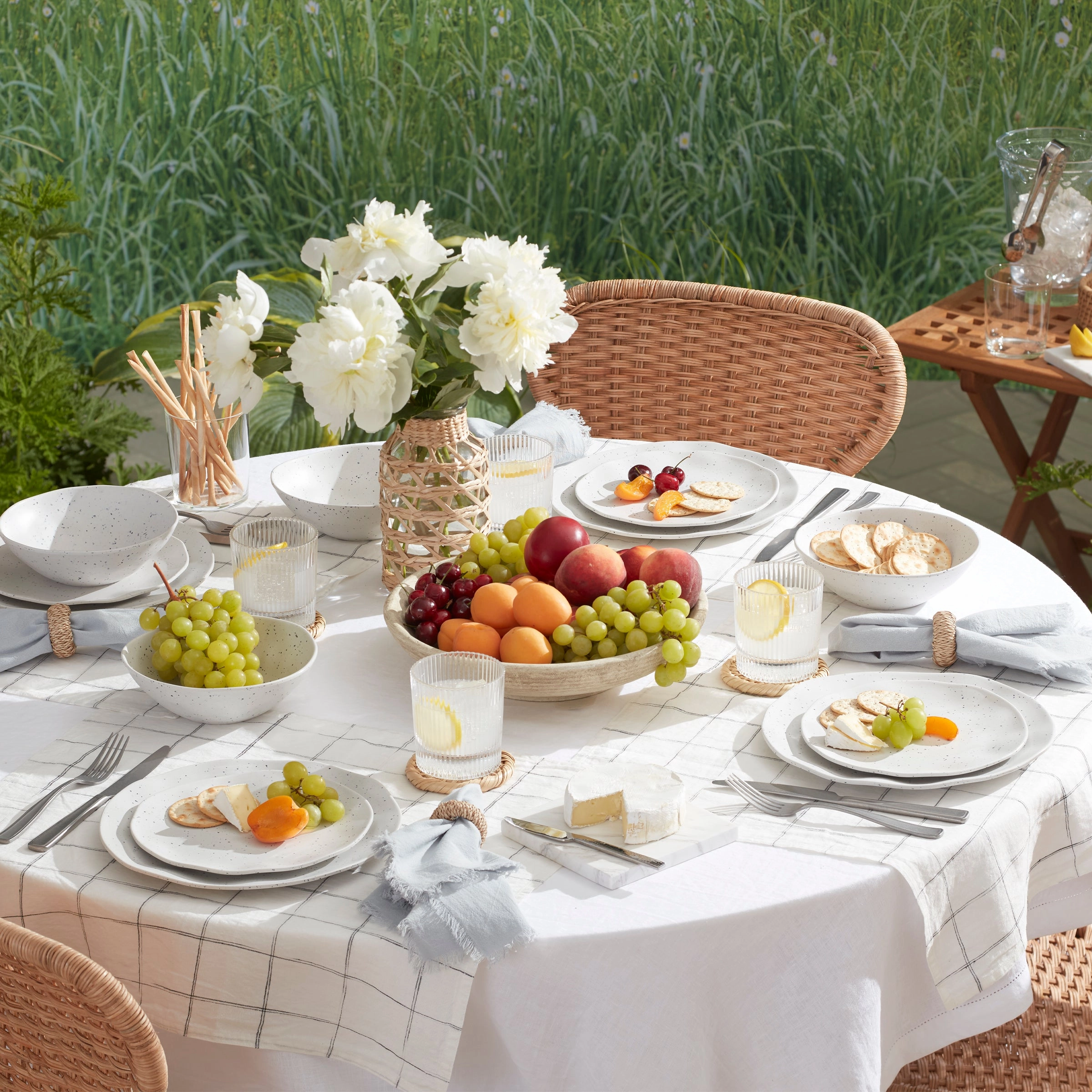 Terrazzo Melamine Cream 12-Piece Dinnerware Set