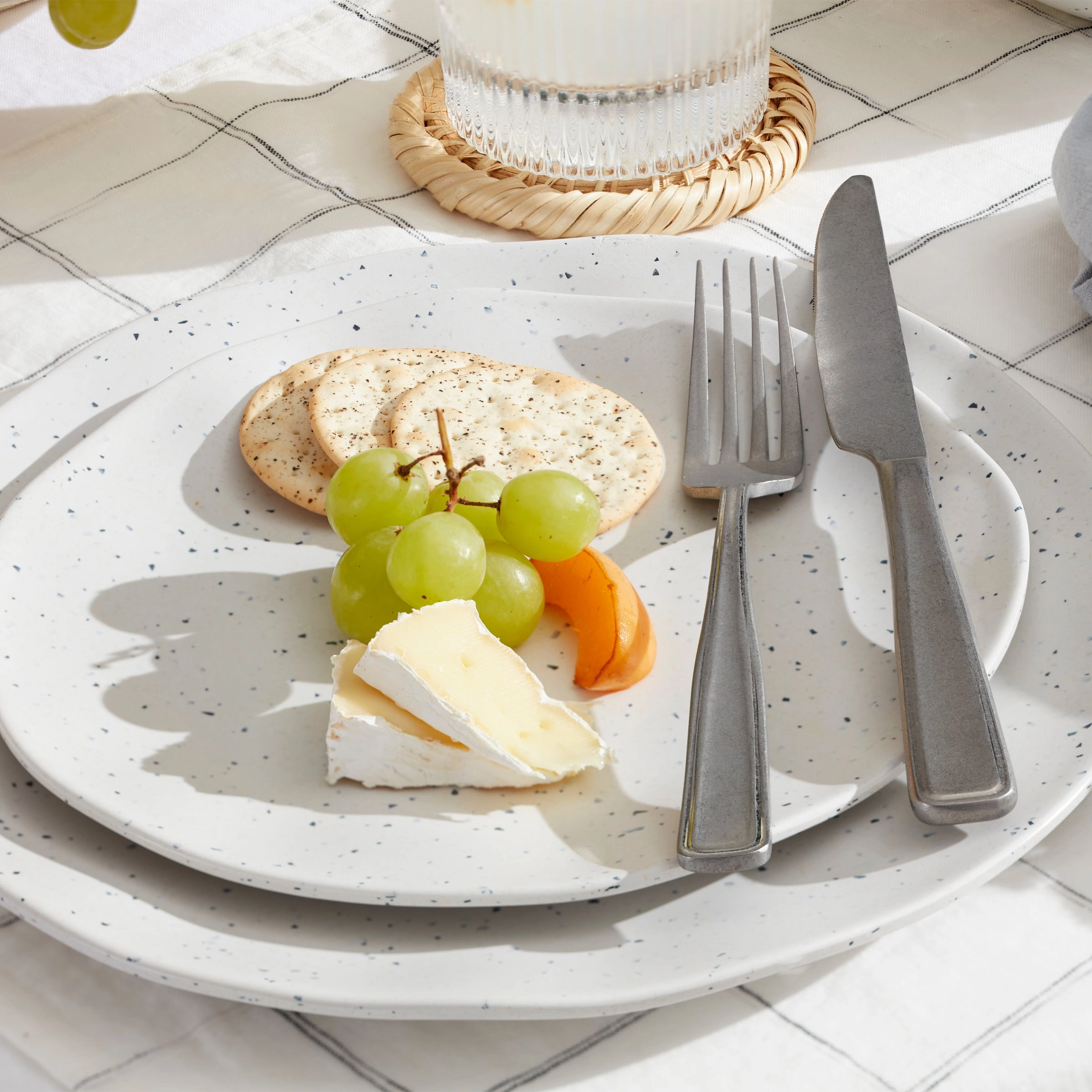 Terrazzo Melamine Cream 12-Piece Dinnerware Set