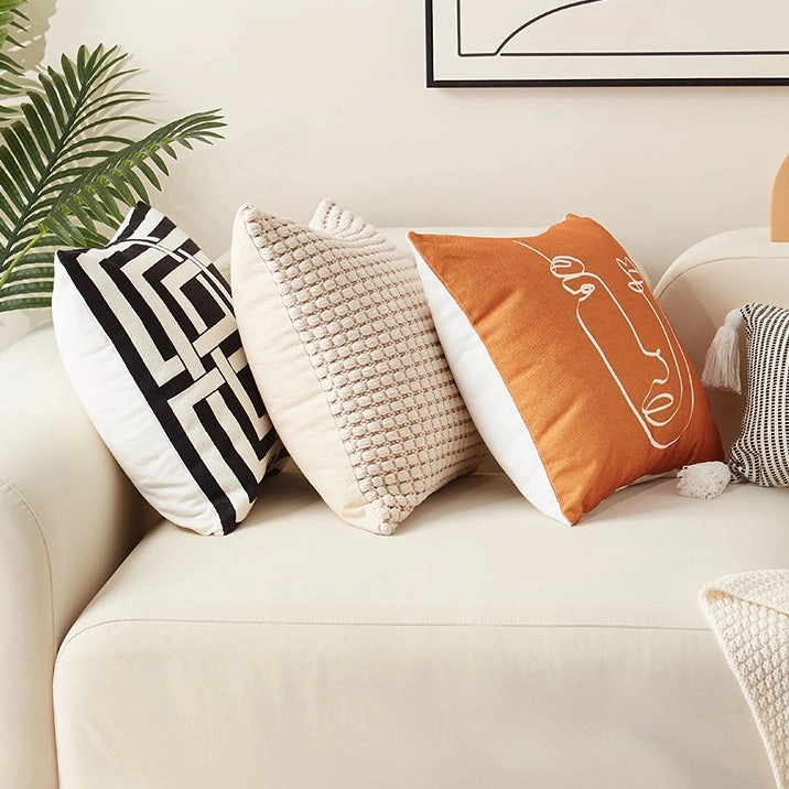 Textured Cream Throw Cushion