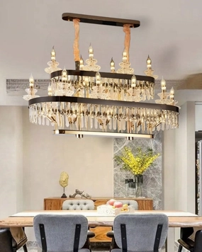 The Royal Candela Crystal Rectangular Chandelier - 10 6Lmodern wall lamp,smart wall lamp
