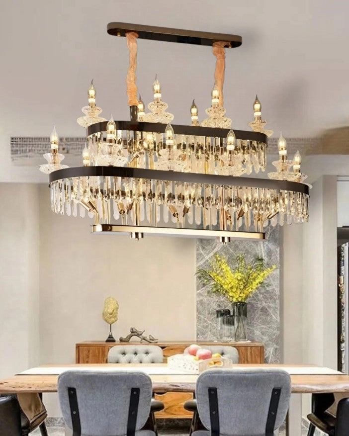 The Royal Candela Crystal Rectangular Chandelier - 10 6Lmodern wall lamp,smart wall lamp