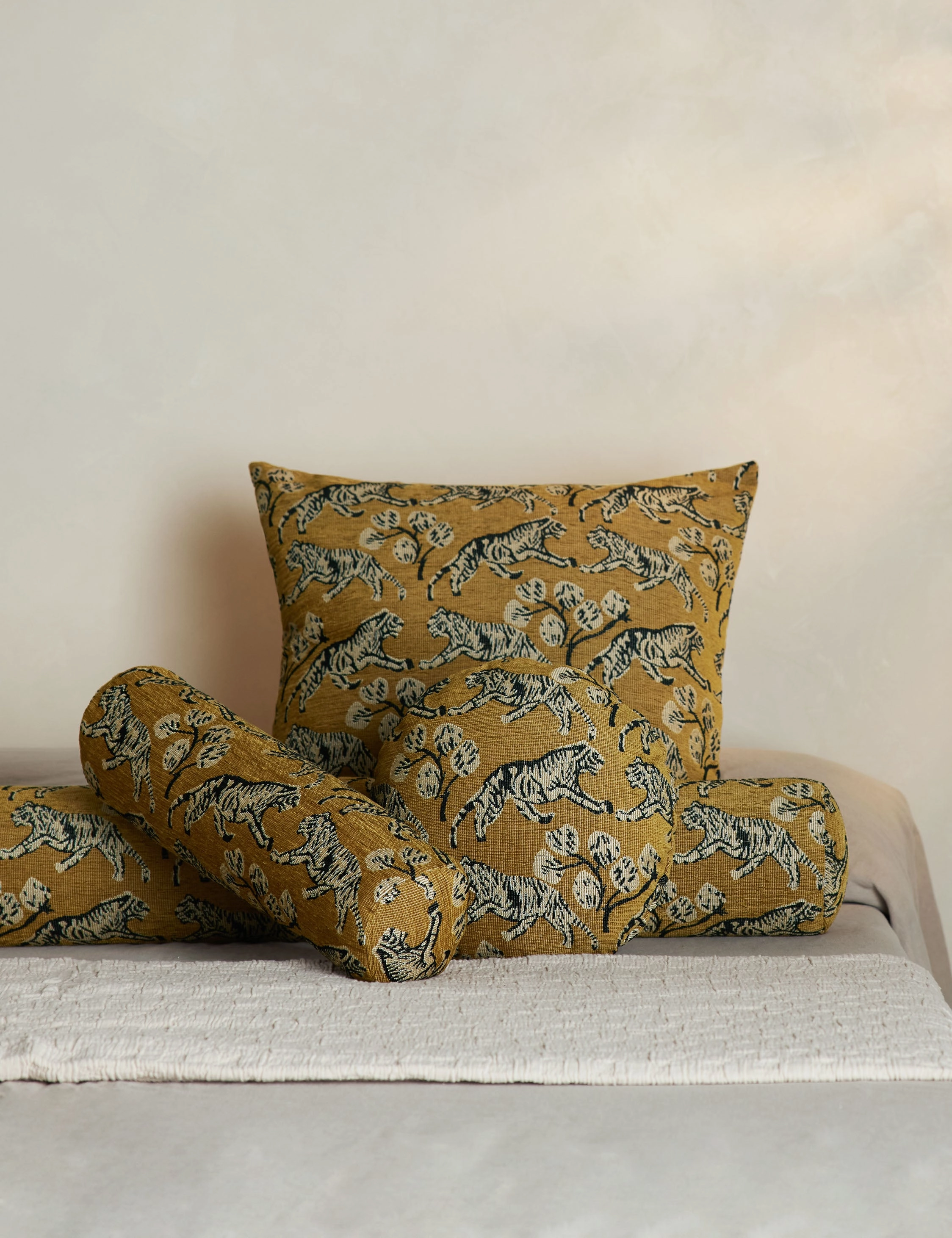 Tiger Jacquard Bolster Pillow by Sarah Sherman Samuel