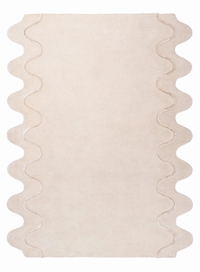 Tippy Cream Scalloped Handmade Wool Rugmodern color block patchwork rug