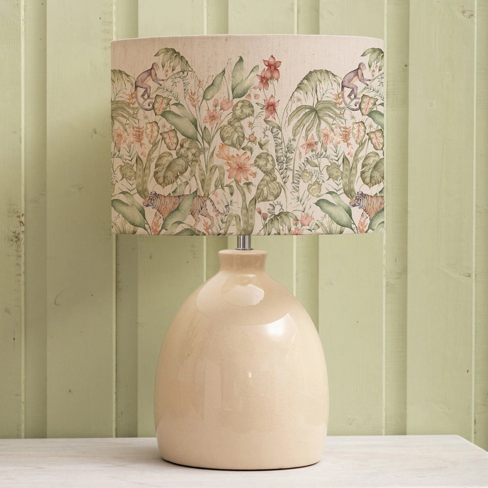 Topical Utopia Eva & Leura Complete Table Lamp Cream/Lotusreplacement lampshade,White Linen Drum Lampshade for Table or Floor Lamp