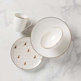 Trianna White 4-Piece Place Settingmodern kitchen decor ,kitchen dinner set ,dinnerware 
