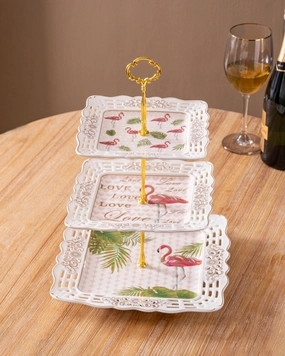 Tropical Flamingo 3-Tier Sake Standmodern kitchen decor ,kitchen dinner set ,dinnerware 