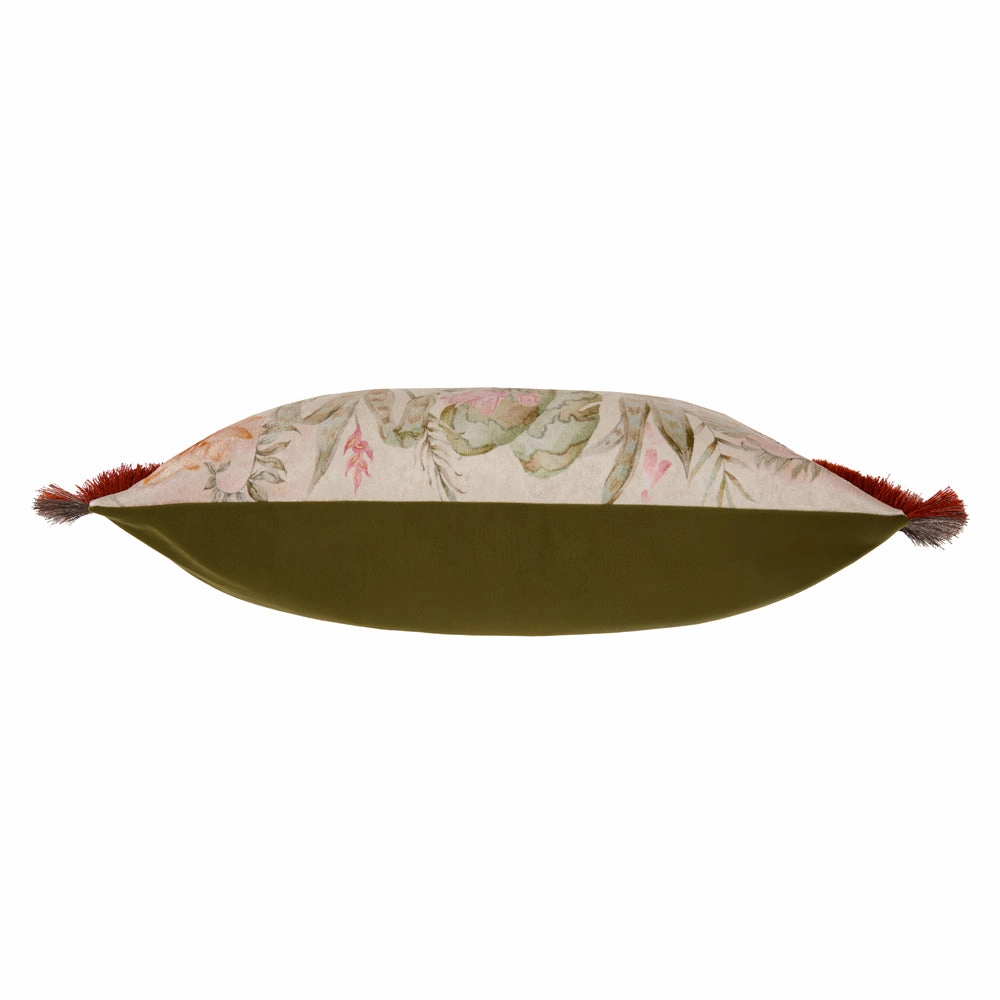Tropical Utopia Printed Velvet Cushion Lotus