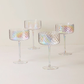 Tuscany Classics Iridescent Coupe Glasses - Set Of 4glass cups ,personalized mugs 