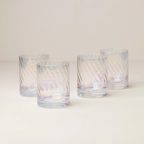 Tuscany Classics Iridescent Double Old Fashion Glasses - Setsummer decor ,outdoor summer decor 