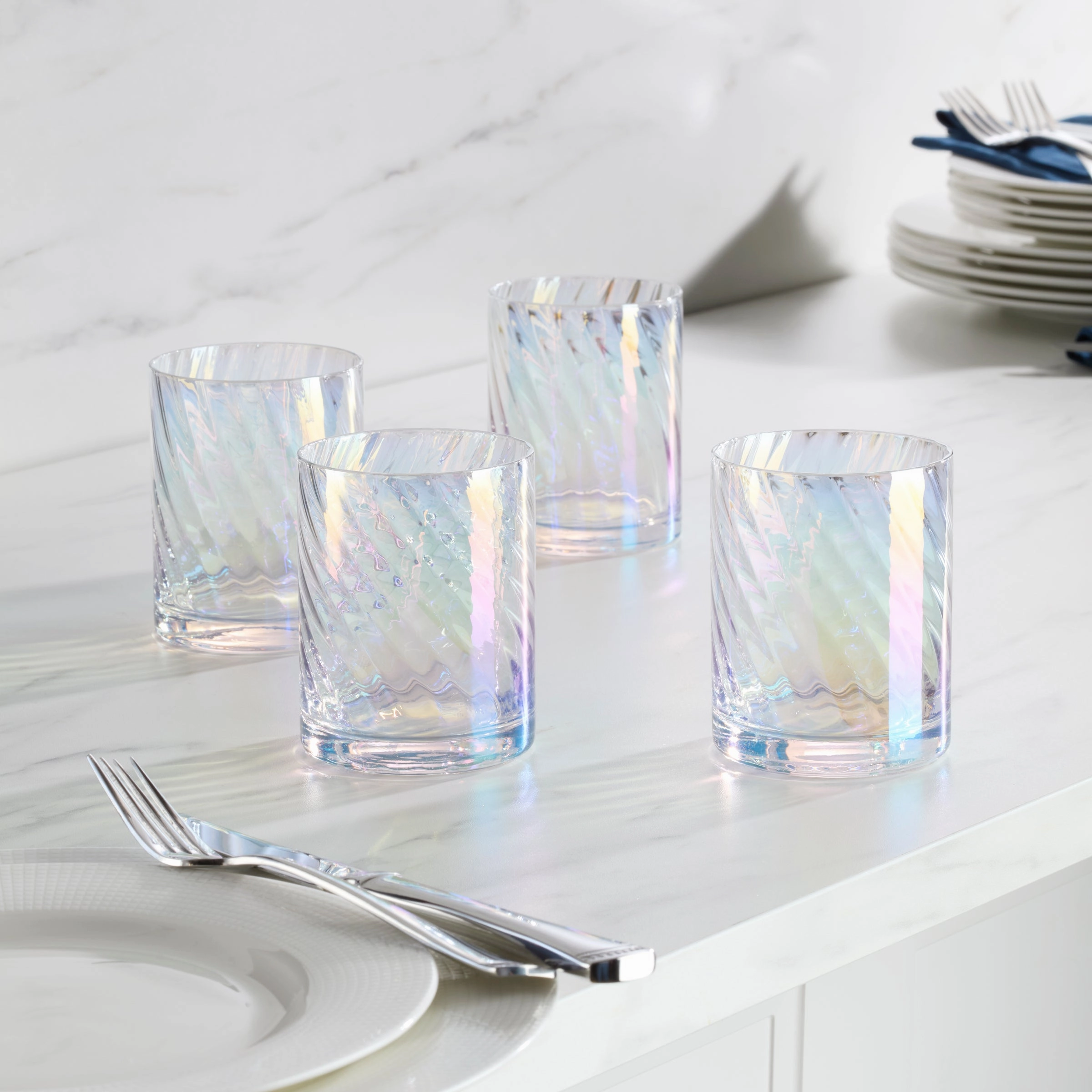 Tuscany Classics Iridescent Double Old Fashion Glasses - Set