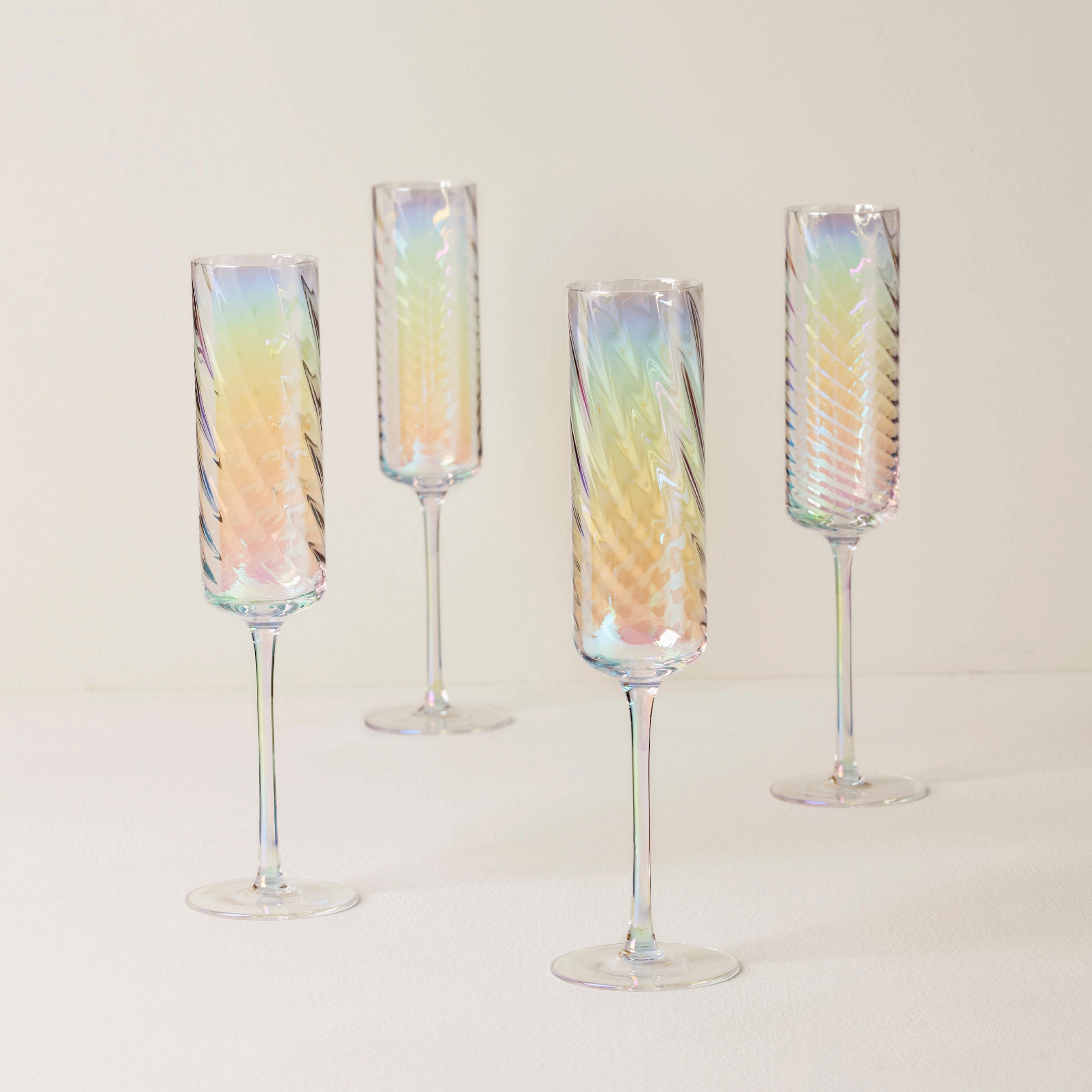 Tuscany Classics Iridescent Flute Glasses - Set Of 4summer decor ,outdoor summer decor 