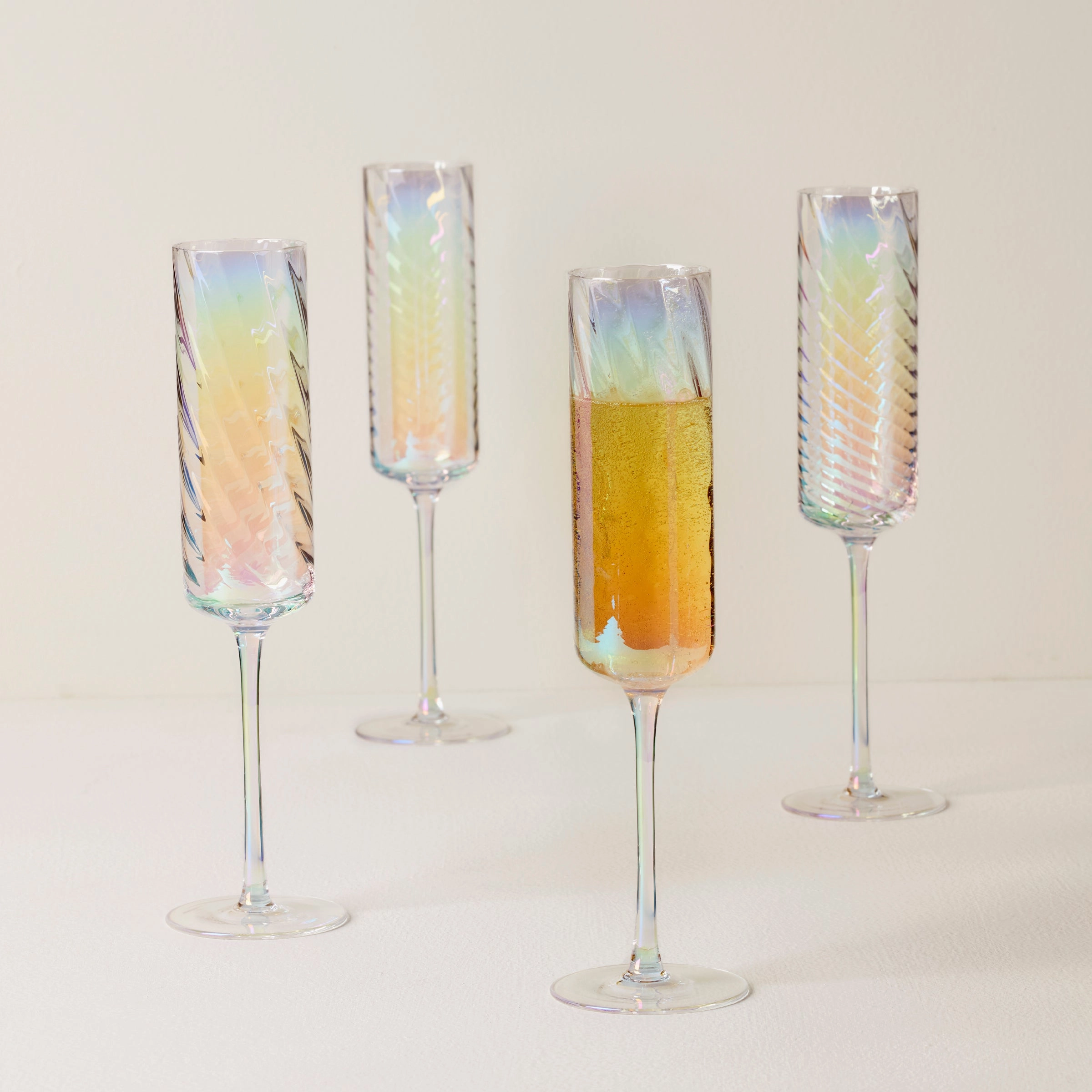 Tuscany Classics Iridescent Flute Glasses - Set Of 4
