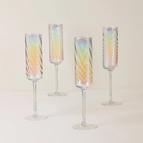 Tuscany Classics Iridescent Flute Glasses - Set Of 4summer decor ,outdoor summer decor 
