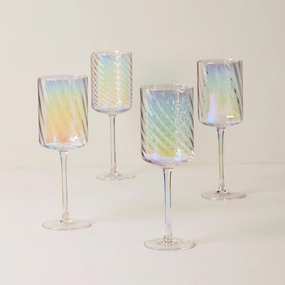 Tuscany Classics Iridescent White Wine Glasses - Set Of 4summer decor ,outdoor summer decor 