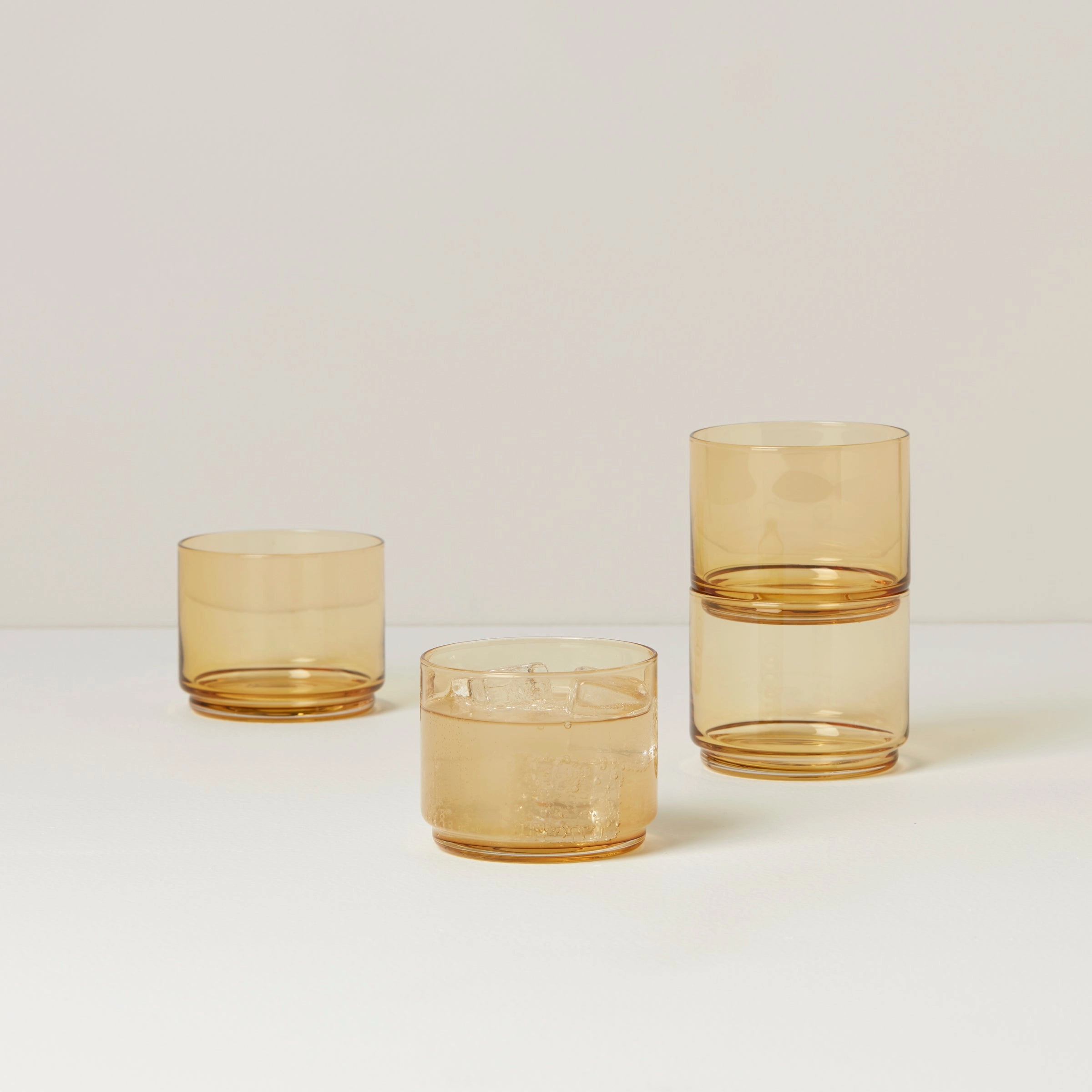 Tuscany Classics Stackable Amber Short Glasses - Set Of 4halloween party decor ,outdoor halloween decor 