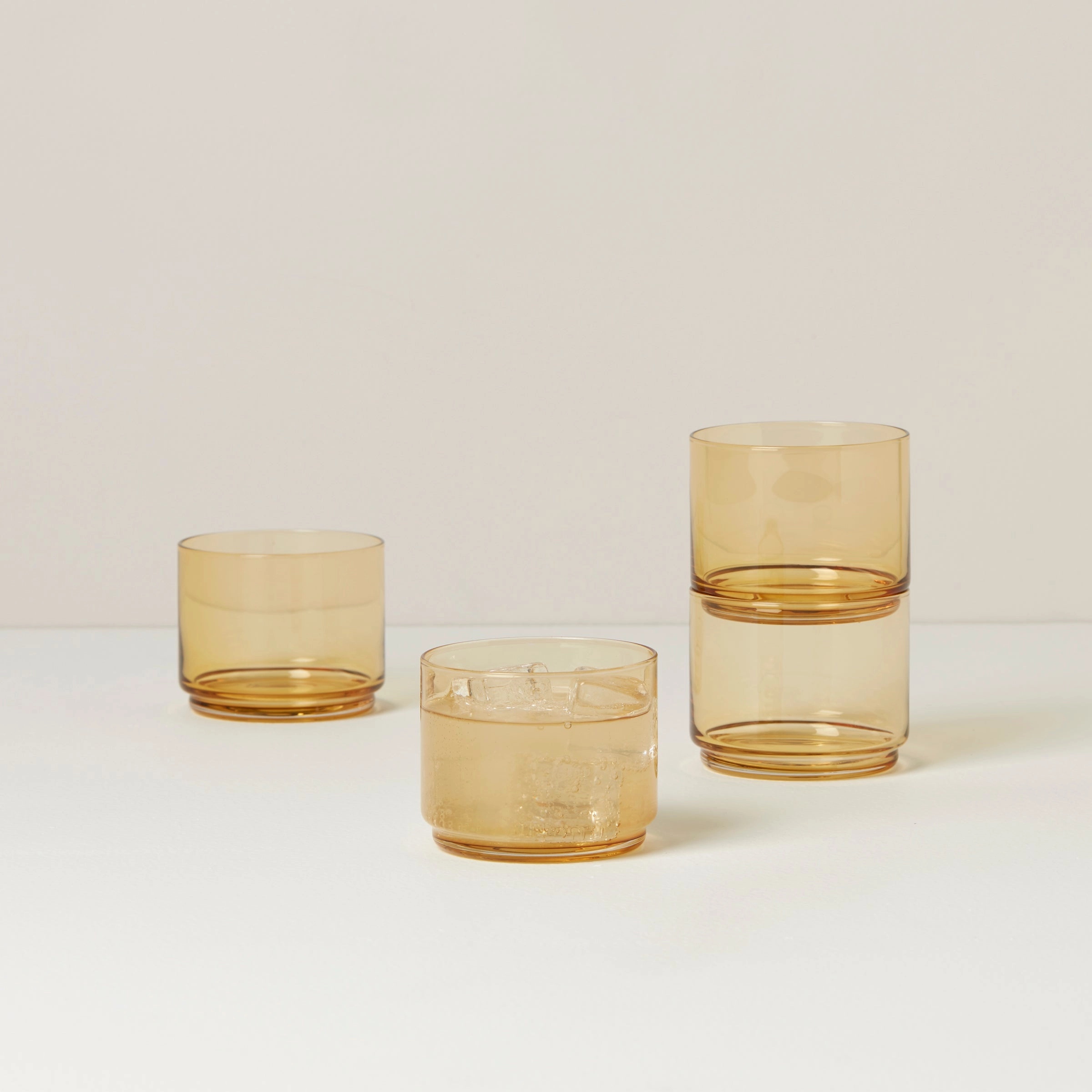 Tuscany Classics Stackable Amber Short Glasses - Set Of 4easter decorations ,easter centerpiece 