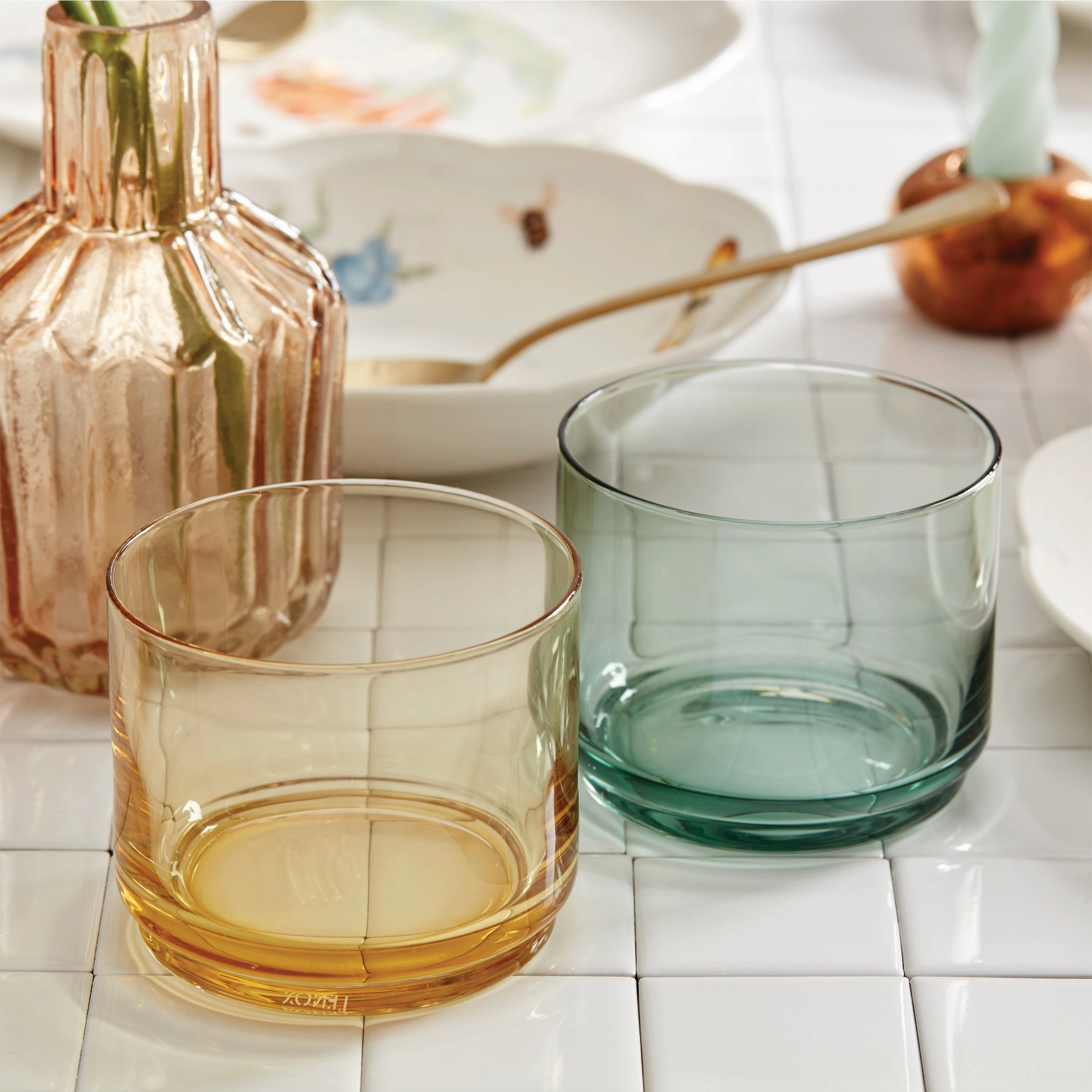 Tuscany Classics Stackable Amber Short Glasses - Set Of 4