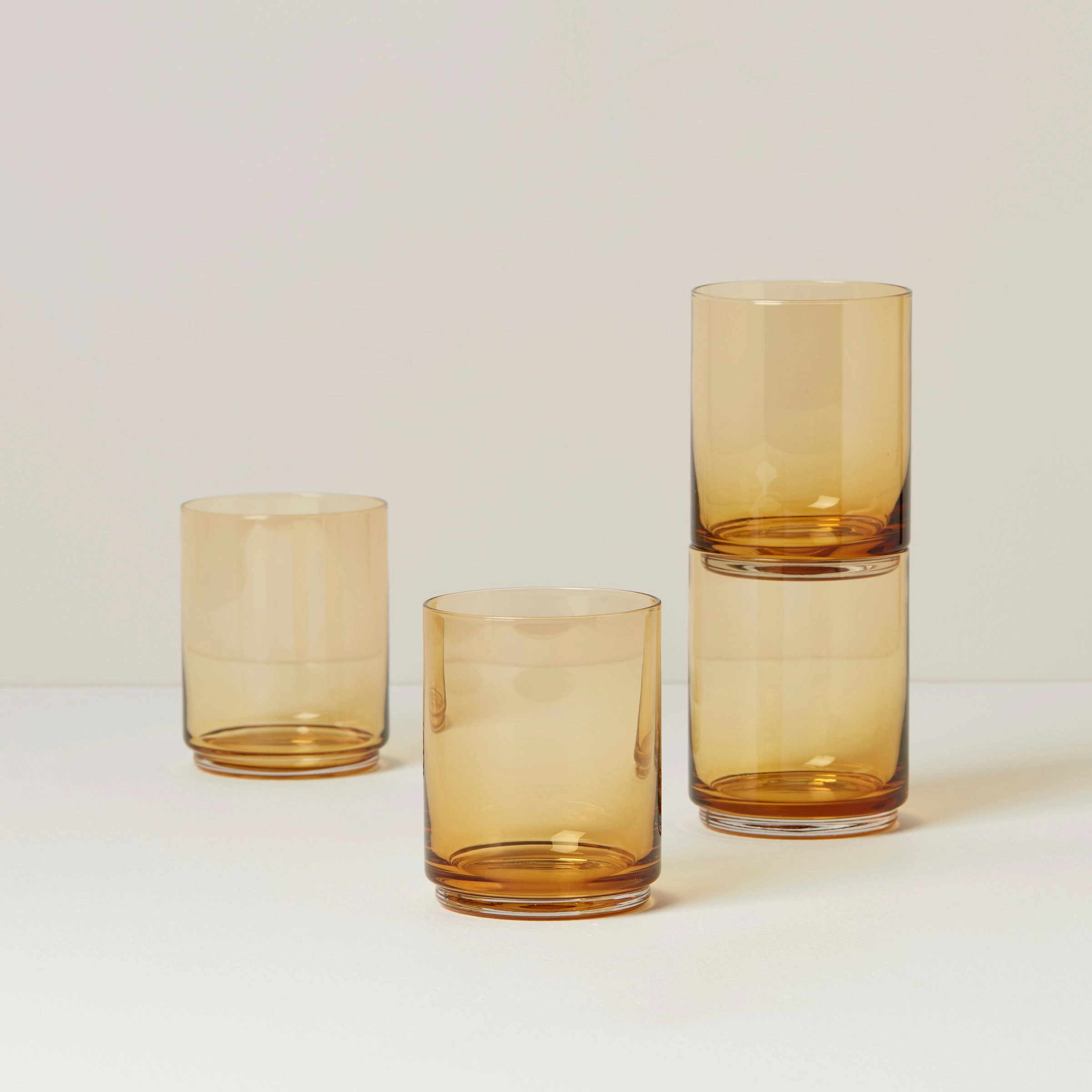 Tuscany Classics Stackable Amber Tall Glasses - Set Of 4halloween party decor ,outdoor halloween decor 