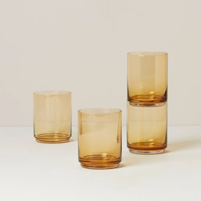 Tuscany Classics Stackable Amber Tall Glasses - Set Of 4summer decor ,outdoor summer decor 