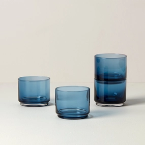 Tuscany Classics Stackable Blue Short Glasses - Set Of 4summer decor ,outdoor summer decor 