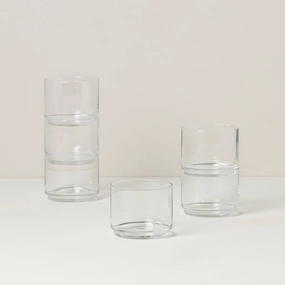Tuscany Classics Stackable Clear Short Glasses - Set Of 6halloween party decor ,outdoor halloween decor 