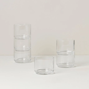 Tuscany Classics Stackable Clear Short Glasses - Set Of 6glass cups ,personalized mugs 