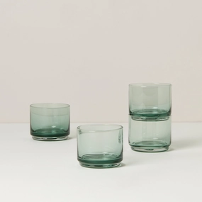 Tuscany Classics Stackable Green Short Glasses - Set Of 4summer decor ,outdoor summer decor 