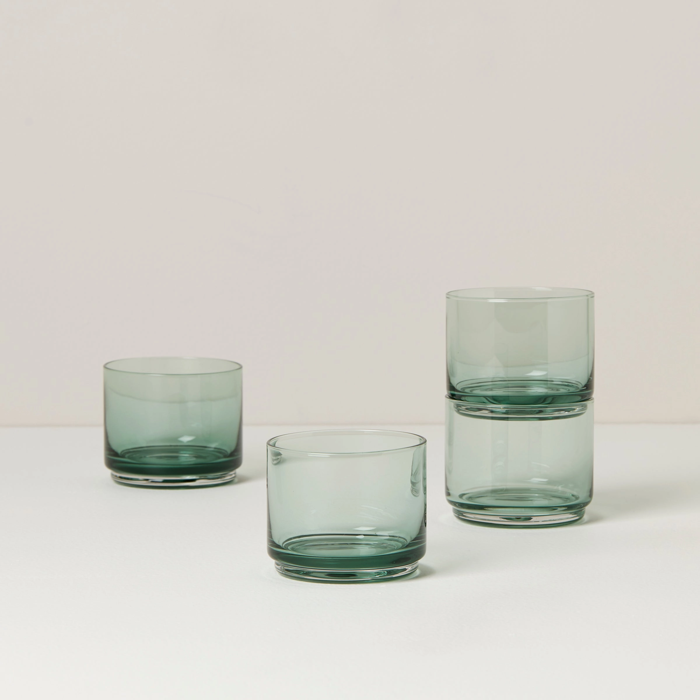 Tuscany Classics Stackable Green Short Glasses - Set Of 4summer decor ,outdoor summer decor 