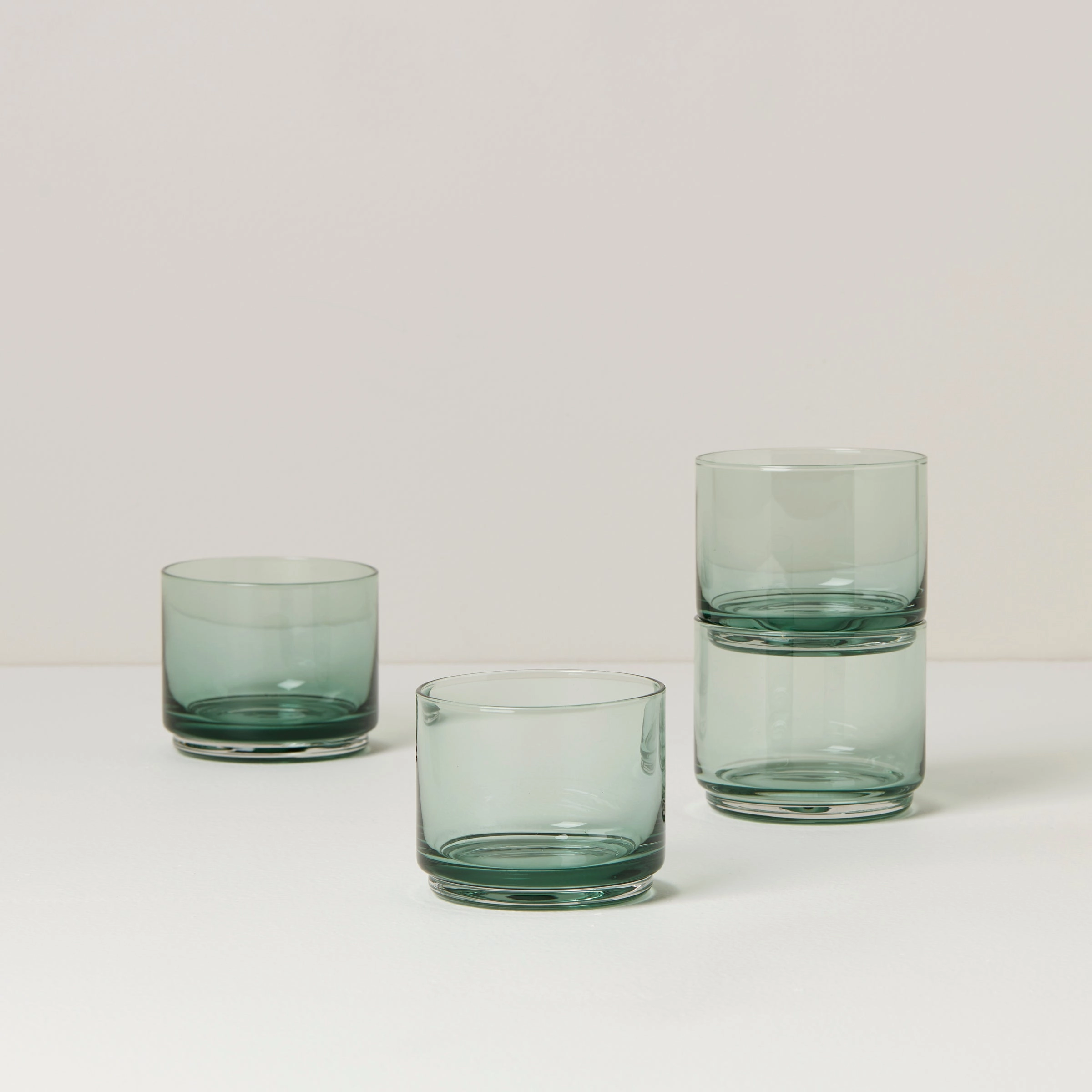 Tuscany Classics Stackable Green Short Glasses - Set Of 4easter decorations ,easter centerpiece 