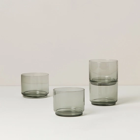 Tuscany Classics Stackable Smoke Short Glasses - Set Of 4easter decorations ,easter centerpiece 