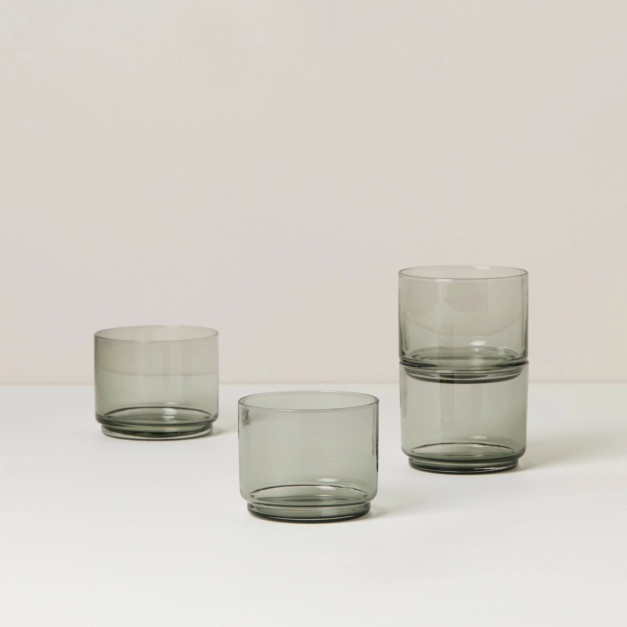 Tuscany Classics Stackable Smoke Short Glasses - Set Of 4easter decorations ,easter centerpiece 