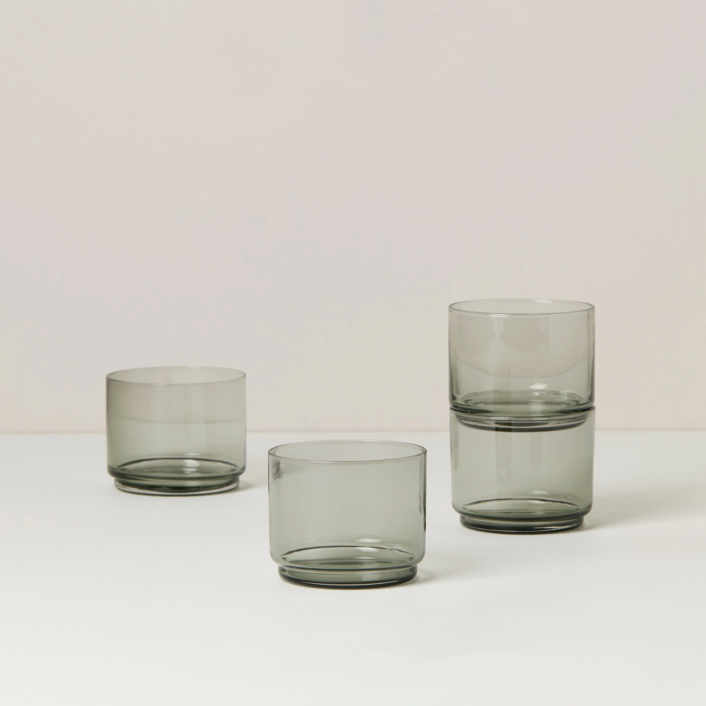 Tuscany Classics Stackable Smoke Short Glasses - Set Of 4halloween party decor ,outdoor halloween decor 