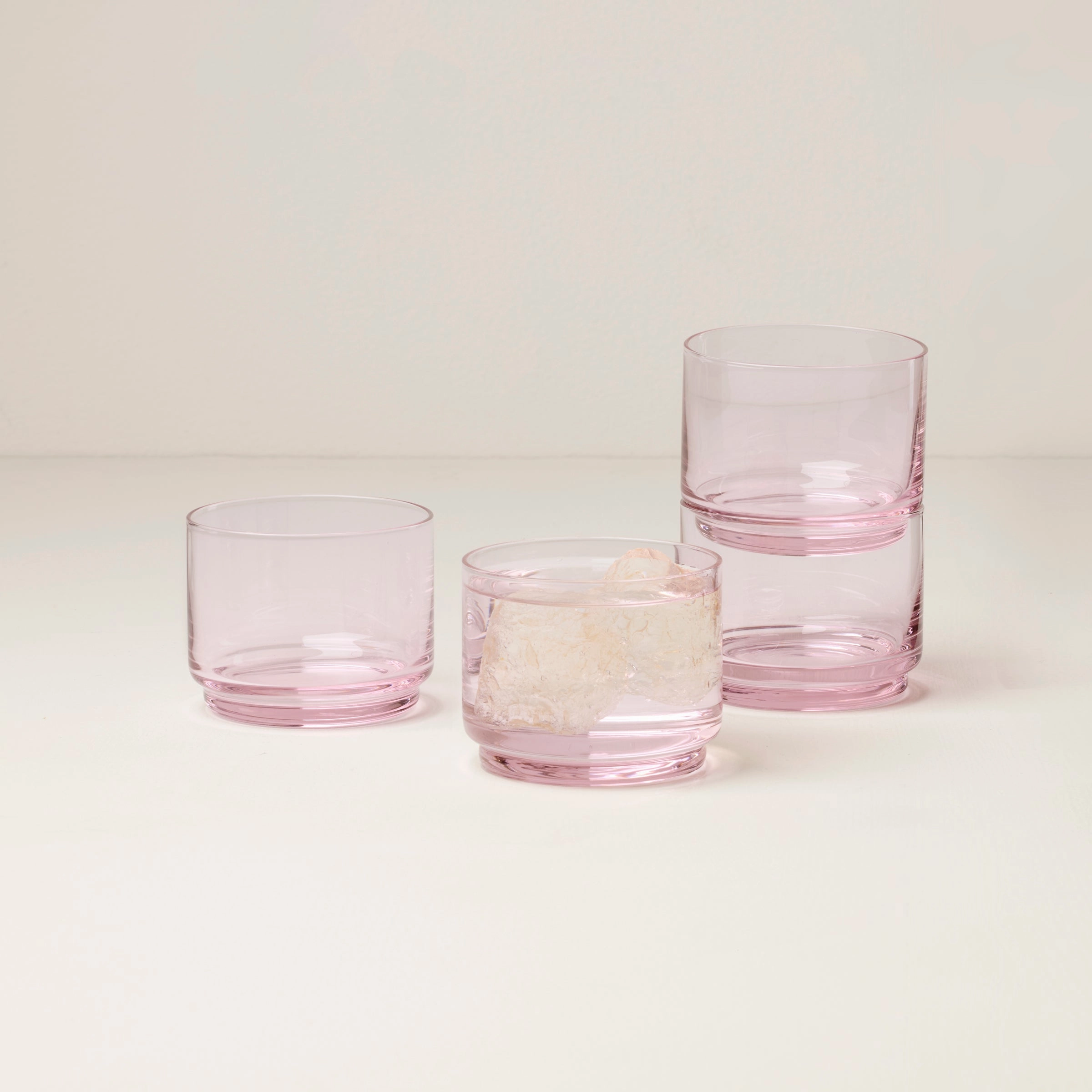 Tuscany Stackable Blush Short Glasses - Set Of 4