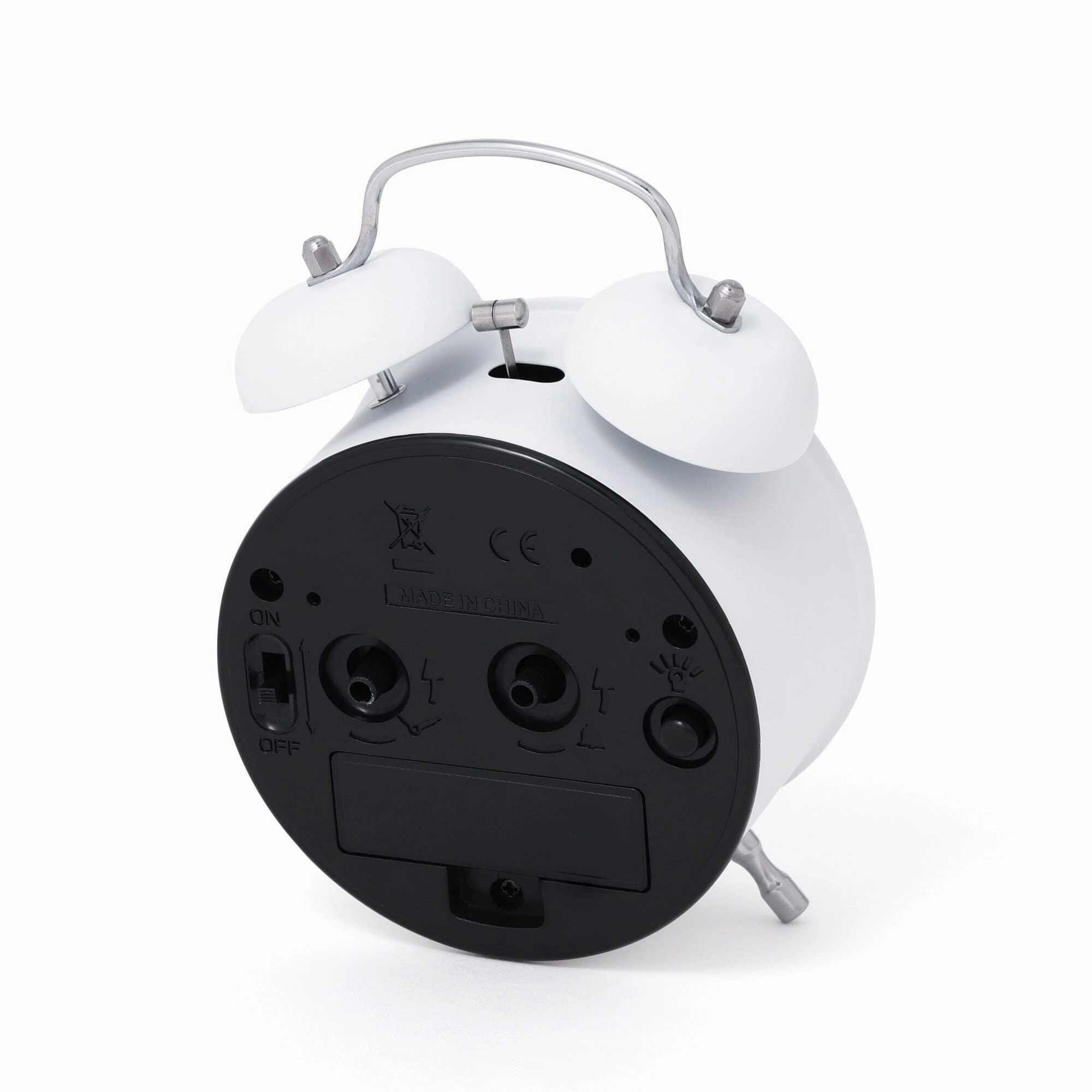 Twin Table Clock White