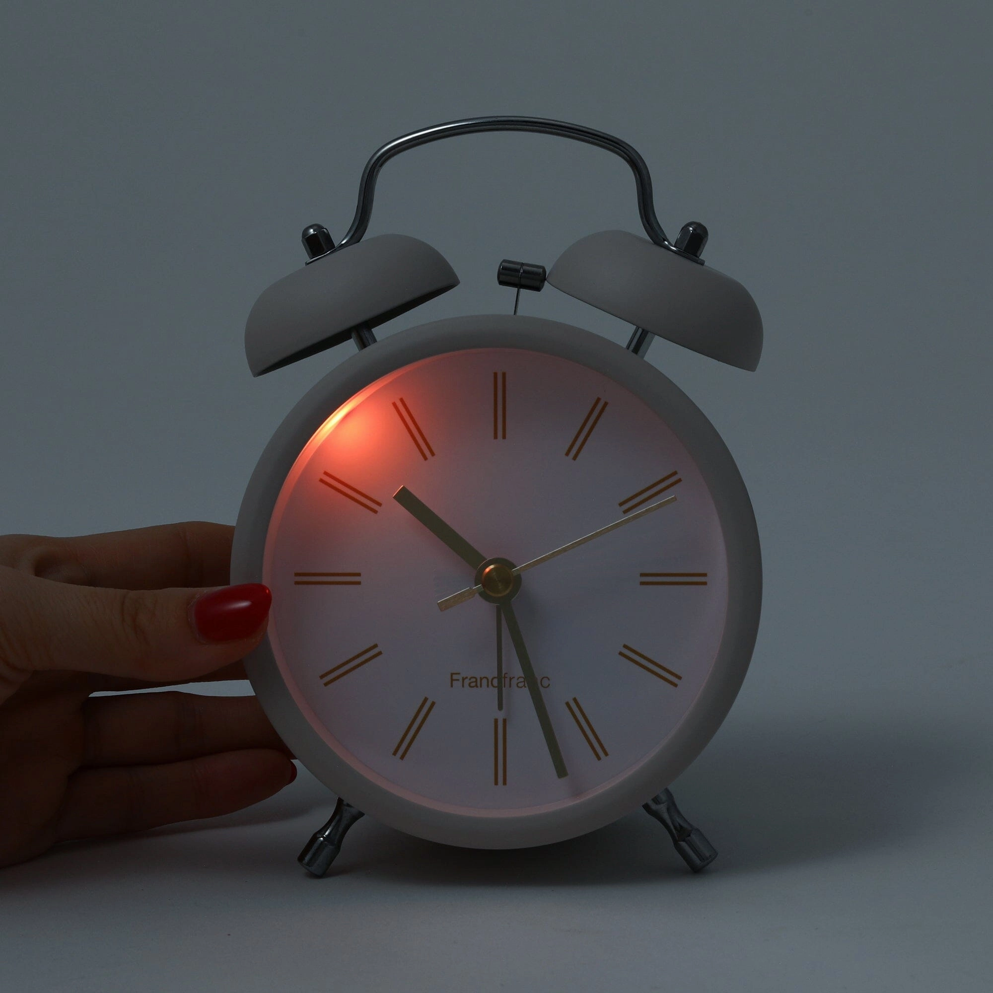 Twin Table Clock White